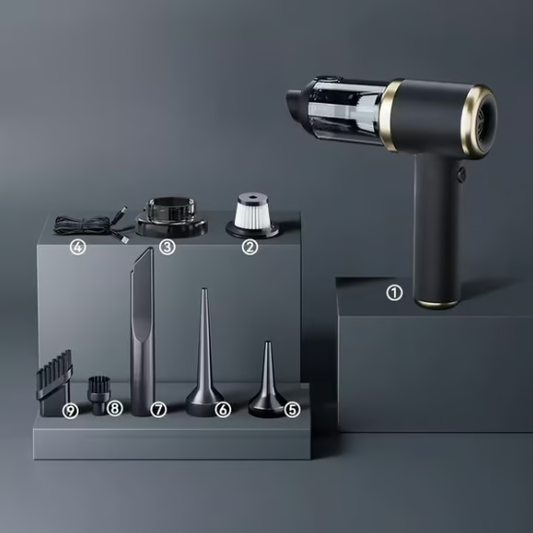 💨🧹 PROMO FLASH 50% ! Aspirateur Portable 2 en 1 – Fonction Soufflage, 5000 Pa, Batterie Longue Durée, Compact, Accessoires Complets, Parfait pour Voiture & Petits Espaces ✨