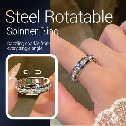 🎉🔥 ÉCONOMISEZ 50 % ! Bague rotative en acier titane. Zirconia taille brillant sur toute la circonférence – design rotatif anti-stress pour occuper vos mains 💍