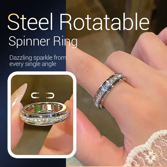 🎉🔥 ÉCONOMISEZ 50 % ! Bague rotative en acier titane. Zirconia taille brillant sur toute la circonférence – design rotatif anti-stress pour occuper vos mains 💍