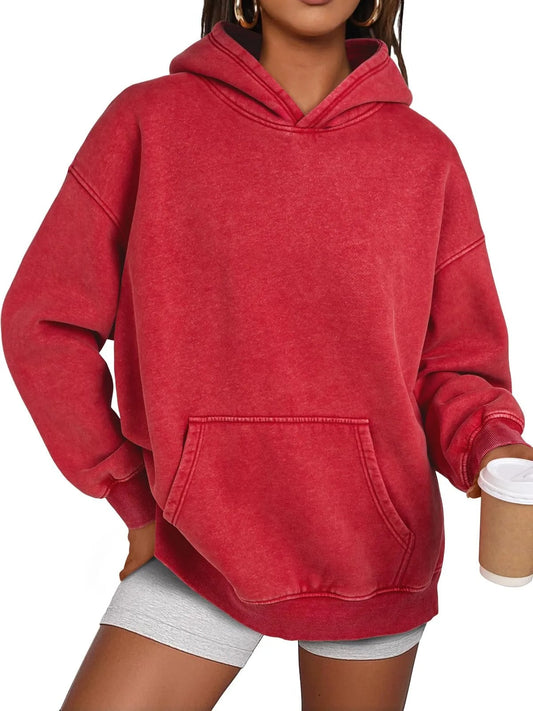 🔥🎁Womens Acid Wash Hoodie Oversized Long Sleeve Fall Fashion Sweatshirts