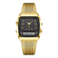 ⌚ PROMO LIMITÉE -50% ! ✨ Montre Rétro Carrée Double Affichage – Analogique & Numérique, Boîtier Zinc Durable, Bracelet Acier Inox · Or-Noir, Or, Noir & Or-Argent 🔋