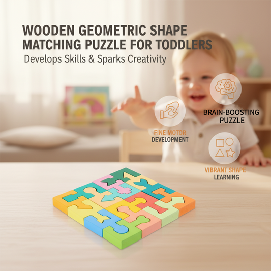 Wooden Geometric Shape Matching Puzzle for Toddlers