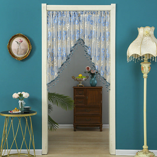 ✨ 50% DE RÉDUCTION ! 🚪 Rideau de Porte Court Dentelle Franges – Polyester – Broderie Florale & Perles for Séparation & Déco