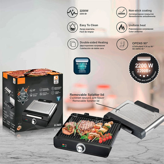 🔥🥩2200W Smokeless Indoor Grill with Non-Stick Plate