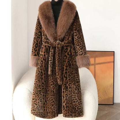 📢📢55 %  OFF !! ⏰Women's Leopard Print Fluffy Faux Fur Coat with Belt🧥