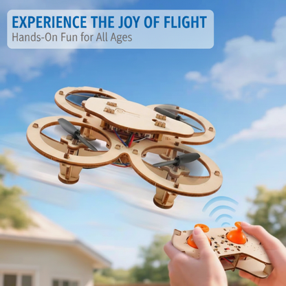 ✈️🚁 PROMO FLASH 50% ! Kit Drone Bois DIY Enfants – Maintien Altitude, Télécommande Stable, Sécurité Renforcée, STIM, 17x17cm, Cadeau Éducatif 🎁