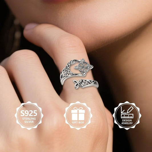 🧡S925 Sterling Silver Celtic Knot Open Ring