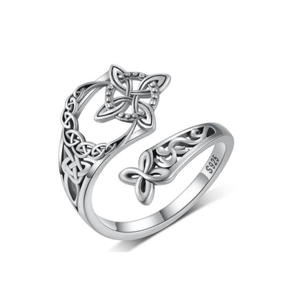 🧡S925 Sterling Silver Celtic Knot Open Ring