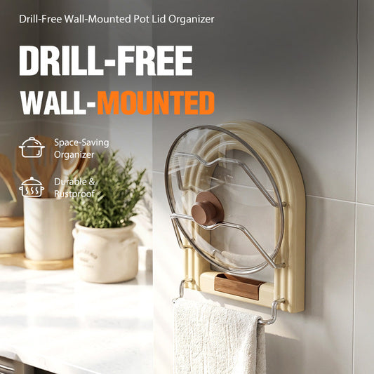 🏠✨Drill-Free Wall-Mounted Pot Lid Organizer