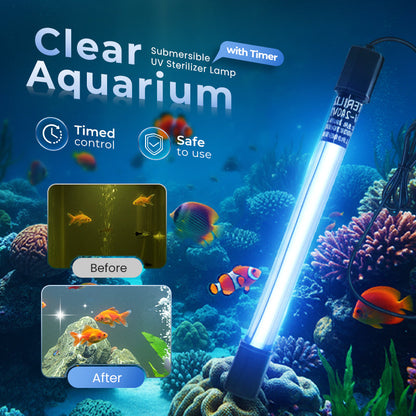 🥳 50% DE RÉDUCTION ! 💞 Lampe Stérilisante UV Submersible – Verre Quartz & ABS – Minuterie 3-24h for Aquarium