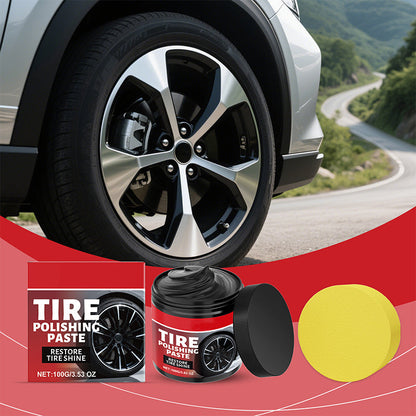 ⏳🚗 PROMO LIMITÉE 50% ! Cirage Brillant pour Pneus/Jantes Noir – Formule à Séchage Rapide, Protection Durable, Effet Hydrophobe, 100g avec Éponge Applicateur, Restaure l'Éclat des Pneus ✨
