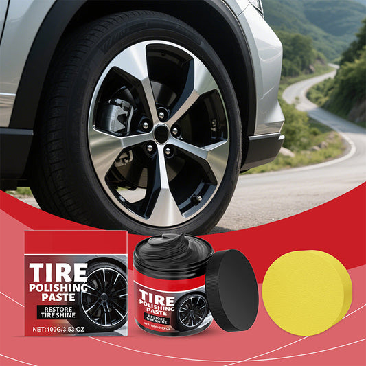 ⏳🚗 PROMO LIMITÉE 50% ! Cirage Brillant pour Pneus/Jantes Noir – Formule à Séchage Rapide, Protection Durable, Effet Hydrophobe, 100g avec Éponge Applicateur, Restaure l'Éclat des Pneus ✨