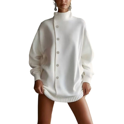 Women's High-Neck Button-Up Cardigan