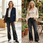 👖🌟 PROMO FLASH 50% ! Jean Évasé Rétro Femme – Denim Élastique, Poches Pratiques, Ourlet Large Retroussé, Tailles S-2XL, Idéal Look Vintage Chic ✨