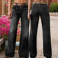 👖🌟 PROMO FLASH 50% ! Jean Évasé Rétro Femme – Denim Élastique, Poches Pratiques, Ourlet Large Retroussé, Tailles S-2XL, Idéal Look Vintage Chic ✨