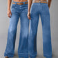 👖🌟 PROMO FLASH 50% ! Jean Évasé Rétro Femme – Denim Élastique, Poches Pratiques, Ourlet Large Retroussé, Tailles S-2XL, Idéal Look Vintage Chic ✨