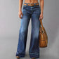 👖🌟 PROMO FLASH 50% ! Jean Évasé Rétro Femme – Denim Élastique, Poches Pratiques, Ourlet Large Retroussé, Tailles S-2XL, Idéal Look Vintage Chic ✨