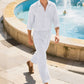 👔 50% DE RÉDUCTION ! ✨ Ensemble 2 Pièces en Lin pour Homme – Chemise Manches Longues & Pantalon Coupé Droit – Tissu Lin Premium Respirant – Élégance Minimaliste pour l’Été, le Bureau et les Occasions Spéciales 🌿💼☀️