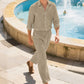 👔 50% DE RÉDUCTION ! ✨ Ensemble 2 Pièces en Lin pour Homme – Chemise Manches Longues & Pantalon Coupé Droit – Tissu Lin Premium Respirant – Élégance Minimaliste pour l’Été, le Bureau et les Occasions Spéciales 🌿💼☀️