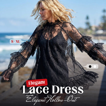 👗✨ PROMO LIMITÉE 50% ! Robe Femme Dentelle Ajourée – Manches Volantées, Coupe Fluide, 2 Couleurs, 5 Tailles, Parfaite Soirée & Bohème 🌹