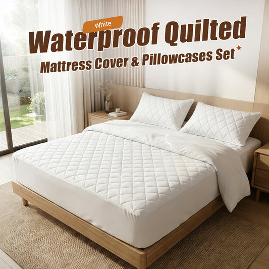 🛏️🛡️ PROMO FLASH 54% ! Ensemble de Protection de Matelas & Taies d'Oreiller Imperméable – Anti-Acarien, Surface Matelassée Douce, Lavable Machine, pour un Sommeil Sain & Hygénique ✨