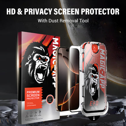. 📱🔒 PROMO FLASH 50% ! Protecteur d'Écran iPhone HD & Privacy – Verre Trempé, Outil Anti-Poussière, 2 Options, Facile à Poser, Anti-Empreintes ✨
