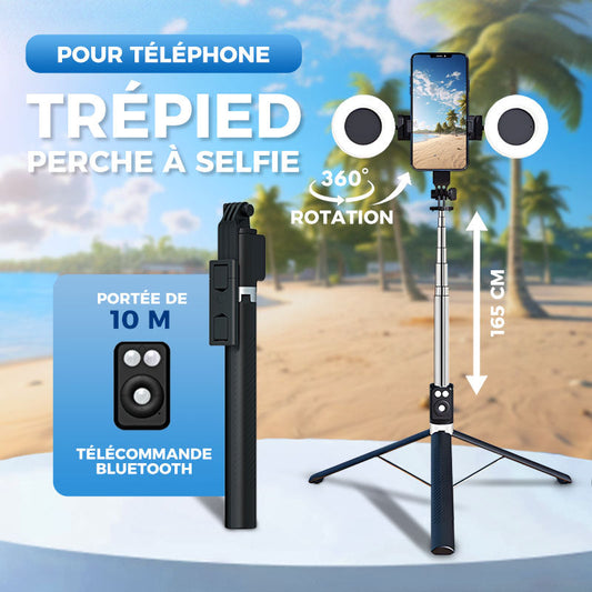 📸✨ PROMO FLASH : 50% DE RÉDUCTION ! Trépied Perche à Selfie Extensible 165 cm, Télécommande Bluetooth, Rotation 360° & Lumière Intégrée for des Selfies Parfaits et Vidéos Stables sous Tous les Angles ✨