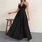 👗 PROMO LIMITÉE -50% ! ✨ Halter Neck Backless Tiered Maxi Dress – Deep V-Neck, Empire Waist, Flowy Tiered Skirt, 3 Colors, Sizes S-XXL 🌸