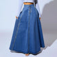 Vintage Button-Front A-Line Denim Skirt