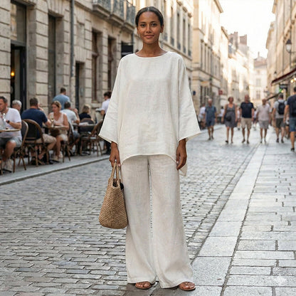 👒 PROMO FLASH 50% ! ✨ Set Décontracté Femme – Veste Légère & Pantalon Flare, Coupe Ample & Tissu Doux ☀️