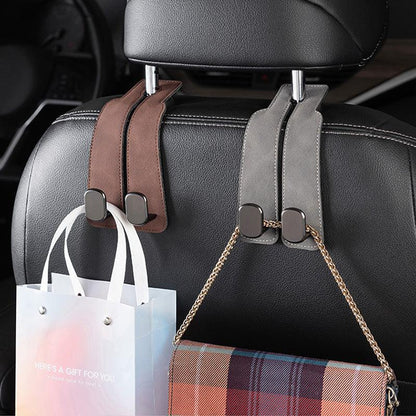 💐 50% DE RÉDUCTION – OFFRE FLASH ! 🚗 Crochet Multi-Usage Siège Auto – Cuir PU + Alliage Zinc – 17 cm – Idéal Sacs & Courses for Organisation Voiture