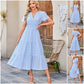 👗 PROMO -50% ! ⏰ Robe Longue Femme Col V Manches Courtes – Coton Respirant, Silhouette Fluide Flatteuse, Texture Plissée Élégante · 6 Coloris · S–2XL (EU 36-46) ✨