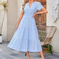 👗 PROMO -50% ! ⏰ Robe Longue Femme Col V Manches Courtes – Coton Respirant, Silhouette Fluide Flatteuse, Texture Plissée Élégante · 6 Coloris · S–2XL (EU 36-46) ✨