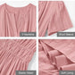 👗 PROMO -50% ! ⏰ Robe Longue Femme Col V Manches Courtes – Coton Respirant, Silhouette Fluide Flatteuse, Texture Plissée Élégante · 6 Coloris · S–2XL (EU 36-46) ✨