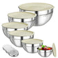 🍲 6 Bols en Acier Inoxydable – Inox 304 – 3 Accessoires Râpes Inclus for Cuisine