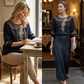 🌸👚 PROMO FLASH 50% ! Blouse Femme Brodée Coton-Lin – Broderie Florale, Encolure Ronde, Manches 3/4, 4 Couleurs, Tailles S-3XL, Idéale Printemps & Été 🌿