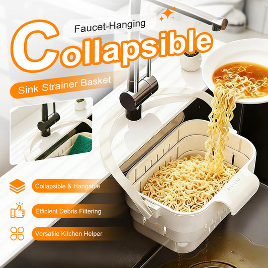 🧺🚰 PROMO FLASH 50% ! Panier de Crépine d'Évier Pliable Suspendu au Robinet – Filtration Fine, Vidage Sans les Mains, Multifonction, 2 Coloris, Idéal Cuisine Maline ✨