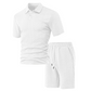 👔 50% DE RÉDUCTION – OFFRE LIMITÉE ! ✨ Ensemble 2 Pièces Homme Losange – Polyester – Haut à Col + Short, Coupe Confortable for Été