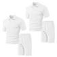 👔 50% DE RÉDUCTION – OFFRE LIMITÉE ! ✨ Ensemble 2 Pièces Homme Losange – Polyester – Haut à Col + Short, Coupe Confortable for Été