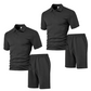👔 50% DE RÉDUCTION – OFFRE LIMITÉE ! ✨ Ensemble 2 Pièces Homme Losange – Polyester – Haut à Col + Short, Coupe Confortable for Été