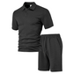👔 50% DE RÉDUCTION – OFFRE LIMITÉE ! ✨ Ensemble 2 Pièces Homme Losange – Polyester – Haut à Col + Short, Coupe Confortable for Été