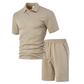 👔 50% DE RÉDUCTION – OFFRE LIMITÉE ! ✨ Ensemble 2 Pièces Homme Losange – Polyester – Haut à Col + Short, Coupe Confortable for Été