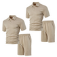 👔 50% DE RÉDUCTION – OFFRE LIMITÉE ! ✨ Ensemble 2 Pièces Homme Losange – Polyester – Haut à Col + Short, Coupe Confortable for Été