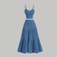 📢✨ PROMO -50% ! Ensemble 2 Pièces Femme – Jupe Maxi Trapèze Taille Haute Volants Fluides & Top Bretelles Réglables, Tissu Froissé Respirant Anti-Repassage · Style Boho · 4 Coloris · S à 2XL 🌸