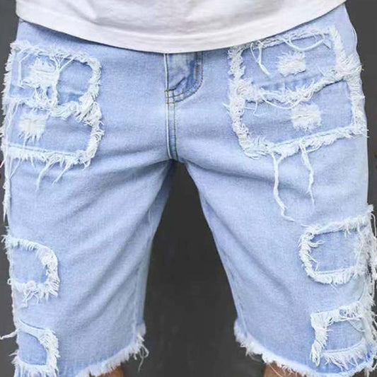 🩳🔥 PROMO FLASH 50% ! Short Jean Homme Déchiré & Effiloché – Tissu Coton Respirant, Coupe Droite, Ourlet Brut, Style Urbain & Décontracté pour l'Été & Festivals ✨
