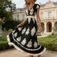 🎑👗 PROMO FLASH 55% ! Robe Longue Femme Imprimé Baroque – Col en V, Taille Haute, Tissu Fluide, 5 Couleurs, Style Bohème Chic 🌸