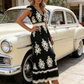🎑👗 PROMO FLASH 55% ! Robe Longue Femme Imprimé Baroque – Col en V, Taille Haute, Tissu Fluide, 5 Couleurs, Style Bohème Chic 🌸