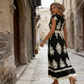 🎑👗 PROMO FLASH 55% ! Robe Longue Femme Imprimé Baroque – Col en V, Taille Haute, Tissu Fluide, 5 Couleurs, Style Bohème Chic 🌸