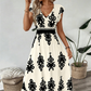 🎑👗 PROMO FLASH 55% ! Robe Longue Femme Imprimé Baroque – Col en V, Taille Haute, Tissu Fluide, 5 Couleurs, Style Bohème Chic 🌸