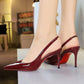 💎 50% DE RÉDUCTION ! 👠 Escarpins Stiletto Vernis Bout Pointu – Cuir Verni & Caoutchouc – Bride Arrière for Femme